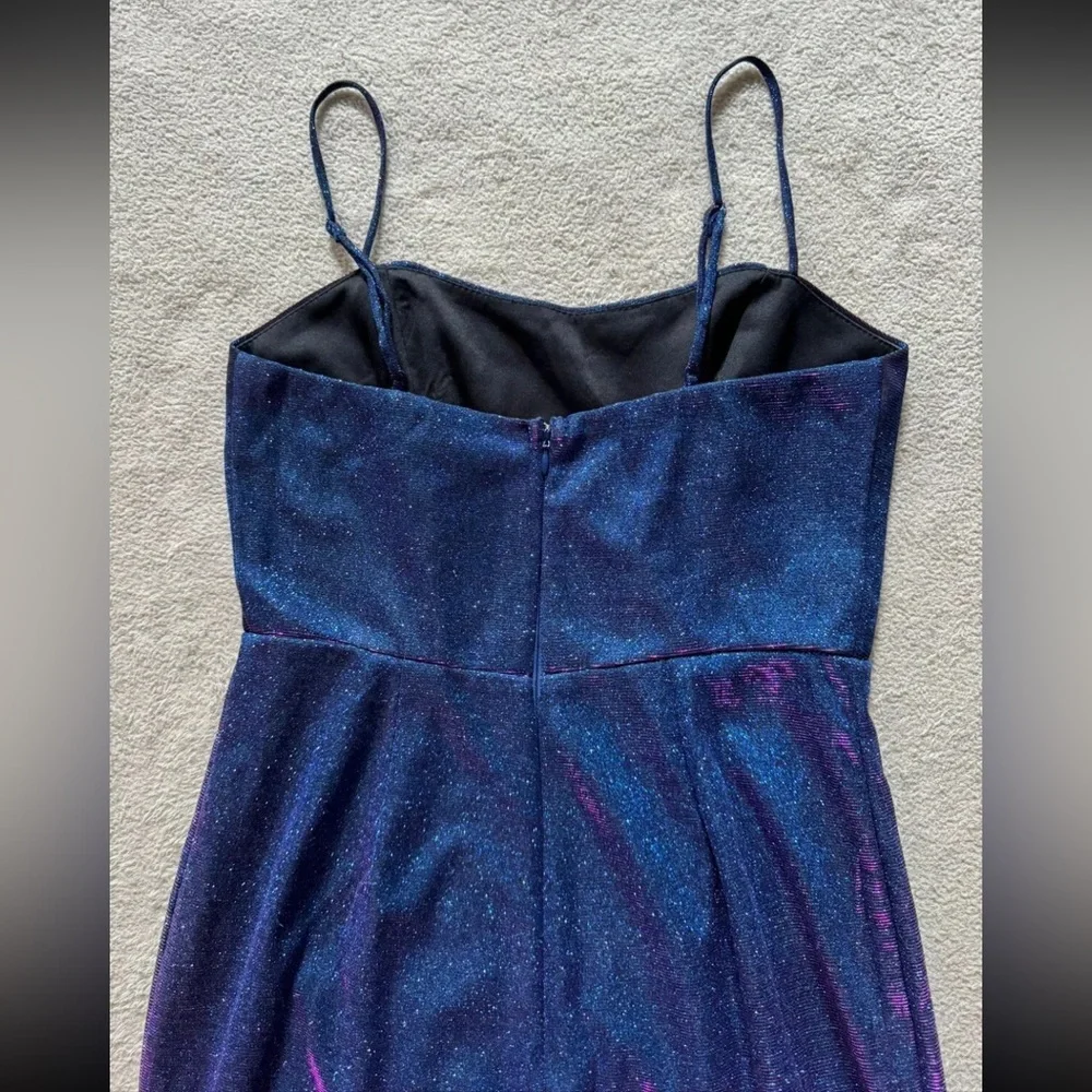 Lulu's‎ Women's Shiny Royal Blue Metallic Sleeveless Lined Mini Dress Size Small